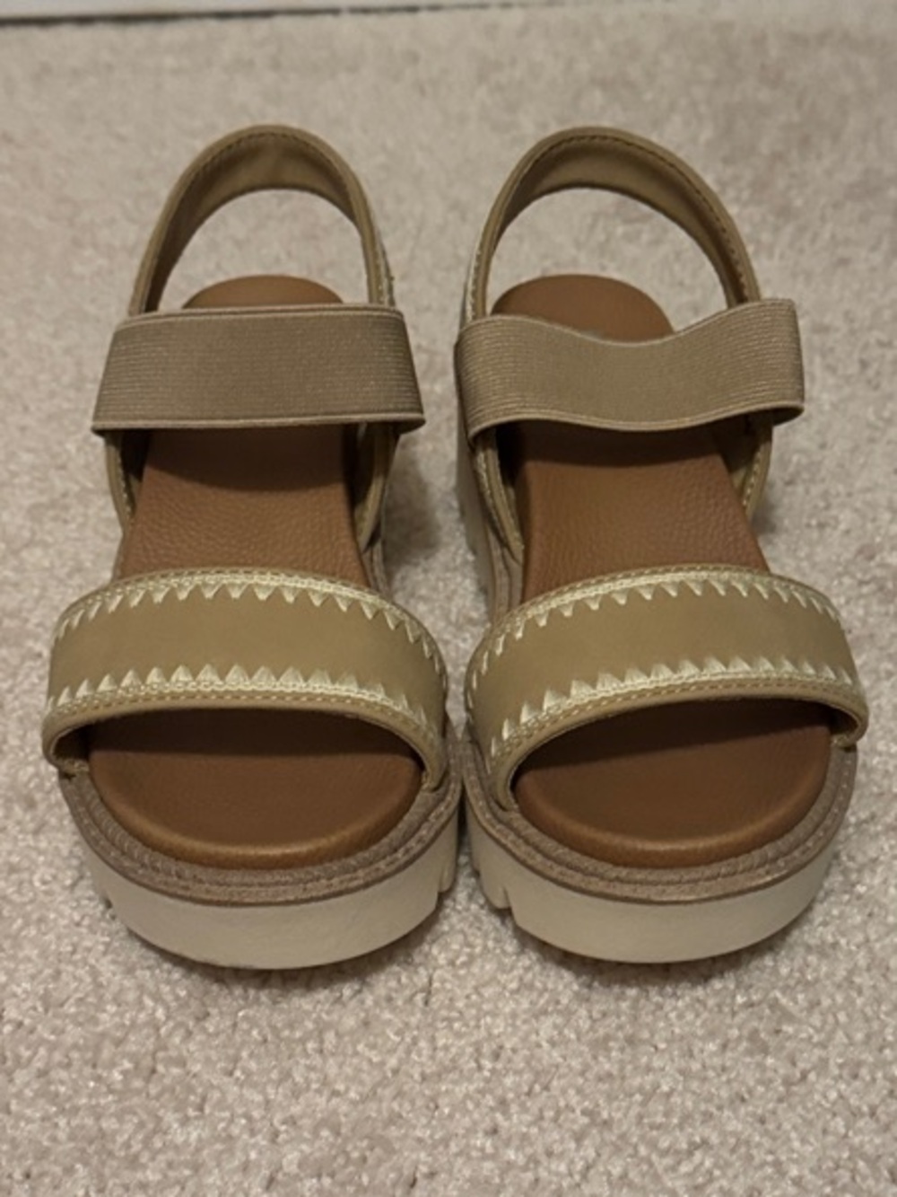 MIA Kids Tan Platform Sandals with Velcro Straps